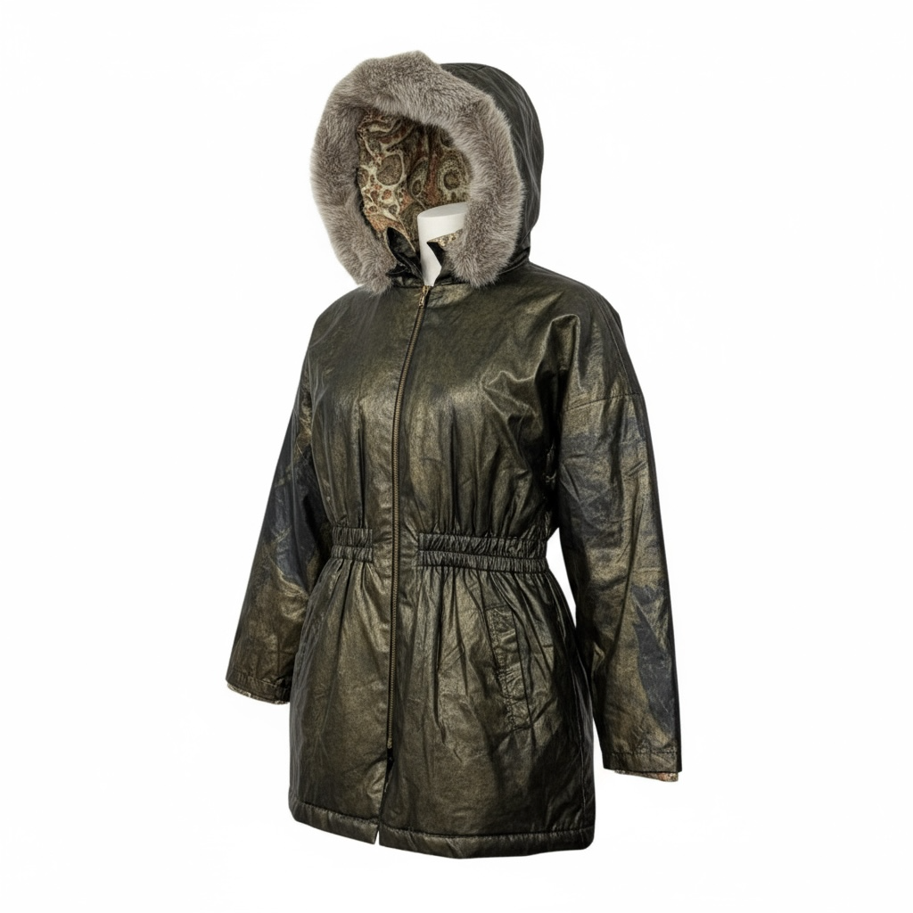 VINTAGE ΜΕΤΑΛΛΙΖΕ ΜΑΚΡΥ ΜΠΟΥΦΑΝ ΜΕ ΓΟΥΝΑ